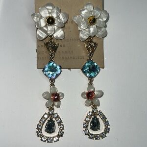 Anthropology Crystal 4” Chandelier Earrings - New
